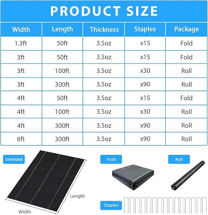 4ft x100ft Black Weed Barrier Landscape Premium Fabric-Heavy Duty Woven Ground Cloth with Superior Permeability Weed Control Convenient Design by GreenHaven Gardens