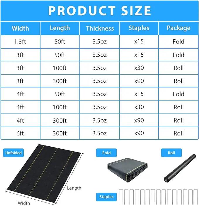 6ft x100ft Black Weed Barrier Landscape Premium Fabric-Heavy Duty Woven Ground Cloth with Superior Permeability Weed Control Convenient Design by GreenHaven Gardens