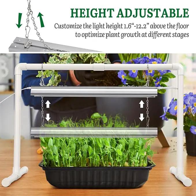 SOLIGT Grow Lights for Seed Starting, 2FT LED Full Spectrum Seedling Lights with Stand for Indoor Plants Vegetable Growing, Duoble Brightness, Height Adjustable, Energy Efficient by GreenHaven Gardens