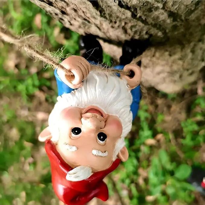 Elenon Climbing Gnomes Tree Faces Decor Outdoor for Yard, Adorable Gnome Tree Hugger Fairy Door Statue for Tree, Funny Garden Tree Peeker Sculpture Yard Patio Art by GreenHaven Gardens