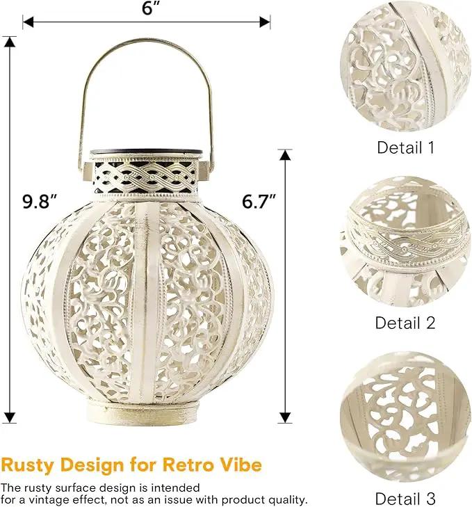 MAGGIFT 2 Pack Hanging Solar Lights for Outside,Solar Lanterns Outdoor Waterproof,Retro Hanging Lantern with Handle for Yard, Garden Decor, Gardening Gifts, Mom Birthday Gift, Beige White by GreenHaven Gardens