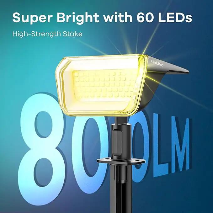 Linkind Solar Spot Lights Outdoor, 60 LEDs Solar Landscape Lights with 30% Conversion Rate and Waterproof IP67, Ideal for Outside, Garden, Yard, Pathway (4 Pack, Warm White) by GreenHaven Gardens