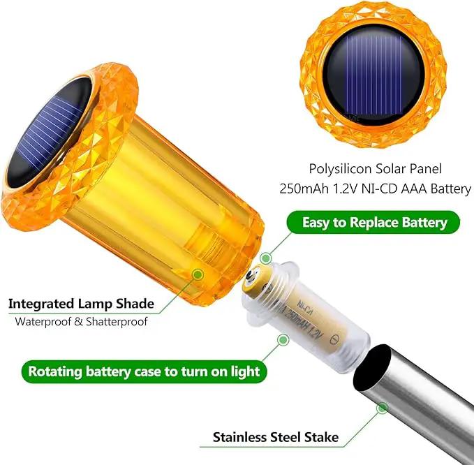 DenicMic Solar Lights Outdoor Pathway Lights LED Waterproof Acrylic Lamp Head Stainless Steel Stake for Yard Garden Landscape Path Walkway Driveway Patio Lawn (Orange 10Pack) by GreenHaven Gardens