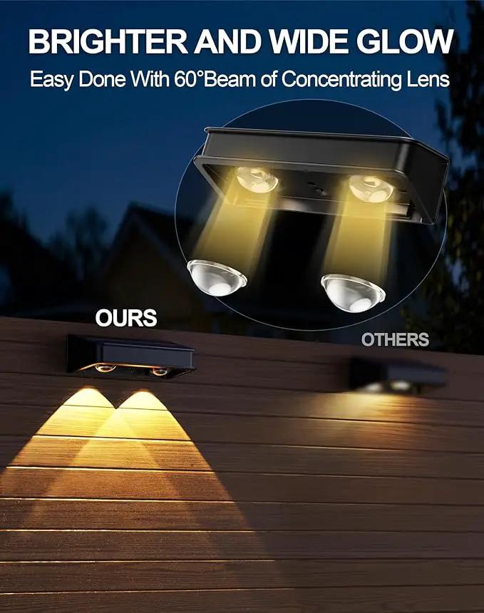 Solar Fence Lights 10 Pack, 9 Color Modes Outdoor Bulb Waterproof Led IP65, Solar Outdoor Lights for Backyard/Railing/Step/Wall/Patio/Yard (Black) by GreenHaven Gardens