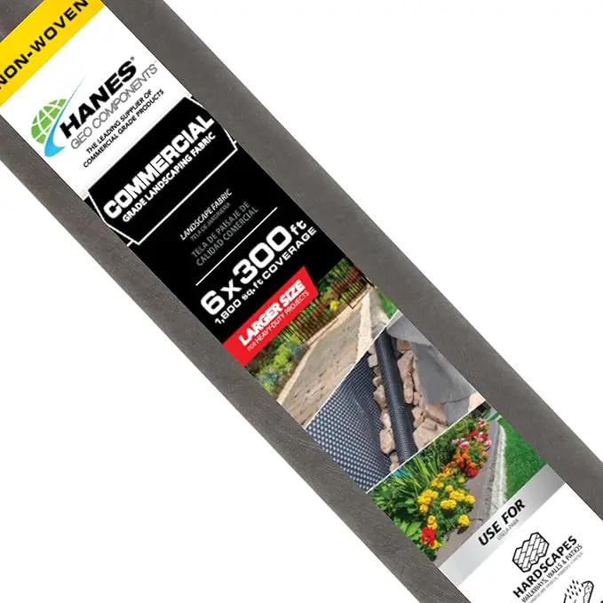 Hanes Geo Nonwoven Landscape Fabric 6' x 300' – Heavy Duty Weed Barrier for Commercial Landscaping, Walkways & Erosion Control (Gray) by GreenHaven Gardens