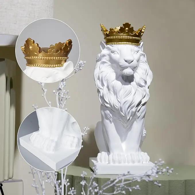 LCdecohome Sculptures Home Decor Lion Statue 15 Inch White Lion Decoration for Living Room 8.5 * 5.5 * 15 Inch by GreenHaven Gardens