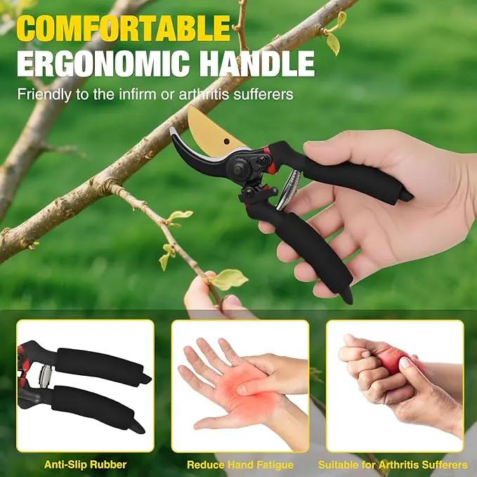 Yesker Pruning Shears for Gardening 8" Professional Bypass Garden Scissors Yard Clippers with Sharp Carbon Steel Blade Heavy Duty Hand Pruners for Branch Flower Plant Trimming Cutting Gardening Tools by GreenHaven Gardens