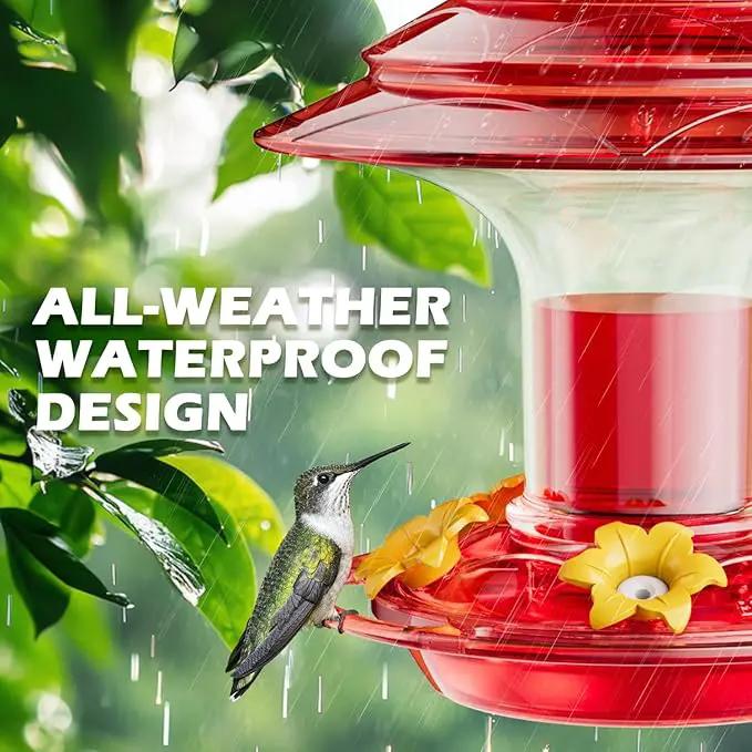 Birdream Hummingbird Feeder for Outdoors Hanging, 20oz Hummingbird Feeders with 5 Bee Guard Feeding Ports & Built-in Ant Moat Brush Leak-Proof for Outside Gifts for Women - Red by GreenHaven Gardens
