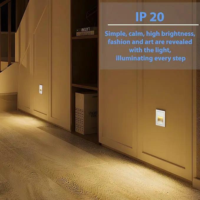 1pcs/3W Wall Recessed Stair Lights LED,Warm White,Indoor Step Light,Square Recessed Wall Light,White Cover Staircase Light IP20 for Indoor Stairs, Home, Kitchen, Attic, Aisle by GreenHaven Gardens