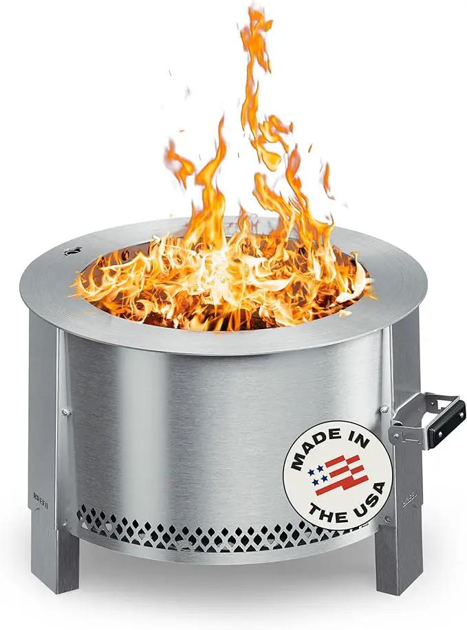 Breeo Smokeless Fire Pit (Y Series - Stainless Steel) | 21 inch Portable Smokeless Firepit for Outside | 31 Pounds | Ideal for Families Compatible with Wide Range of Breeo Accessories by GreenHaven Gardens