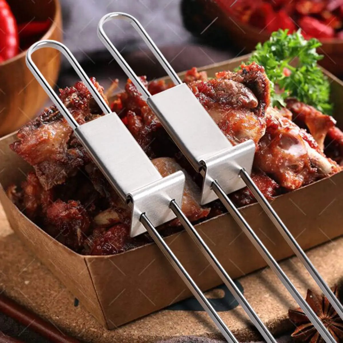 CMYK Barbecue Skewers, 6-Pack 13" Stainless Steel Grilling Skewers with Slider, Reusable Metal BBQ Shish Kabob Skewers Sticks by GreenHaven Gardens