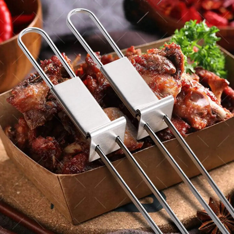 CMYK Barbecue Skewers, 6-Pack 13" Stainless Steel Grilling Skewers with Slider, Reusable Metal BBQ Shish Kabob Skewers Sticks by GreenHaven Gardens