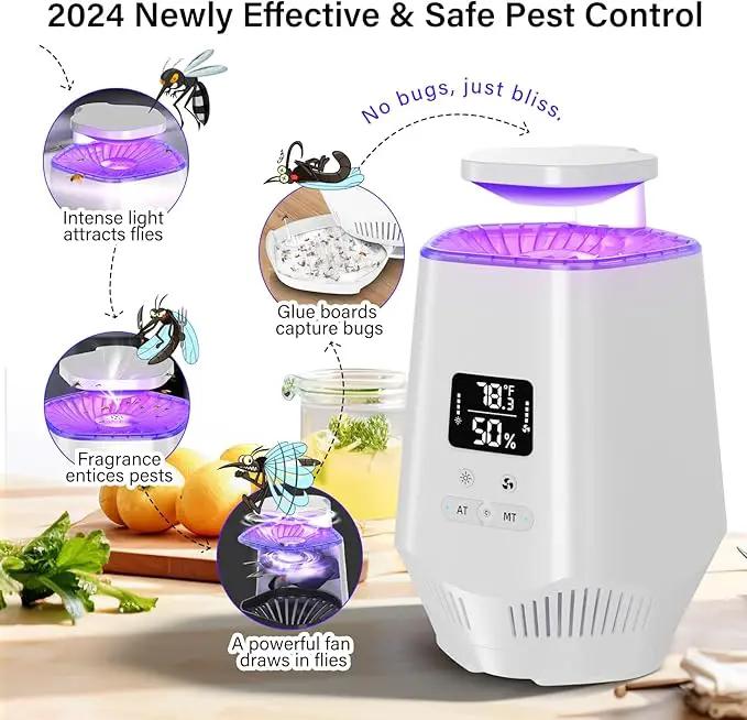 Fruit Fly Traps for Indoors, Fooxem Gnat Traps for House Indoor Fly Trap Indoor, Effective Fruit Fly Traps Bug Zapper Indoor Mosquito Trap for House Plant Pest Control with 10 Sticky Boards by GreenHaven Gardens