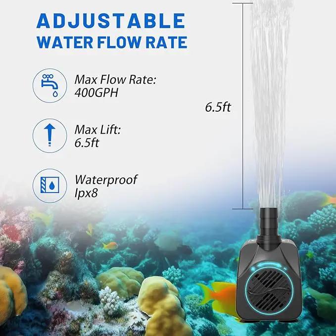 400GPH Submersible Water Pump(1500L/H,25W),Ultra Quiet Fountain Pump with 6.5ft High Lift, Pond Pump for Fish Tank, Pond, Aquarium, Statuary, Hydroponics. by GreenHaven Gardens