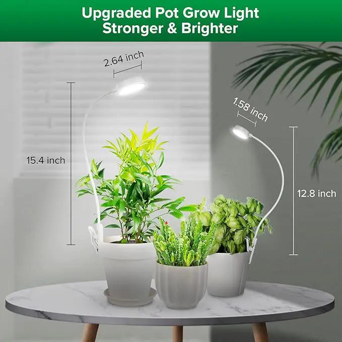 SANSI Grow Lights for Indoor Plants, Pot Clip LED Plant Light for Growing Full Spectrum, Plant Growing Lamp with 4-Level Dimmable, Auto On Off 3 6 12 Hrs Timer for Pot Plants, White 10W 1-Pack by GreenHaven Gardens