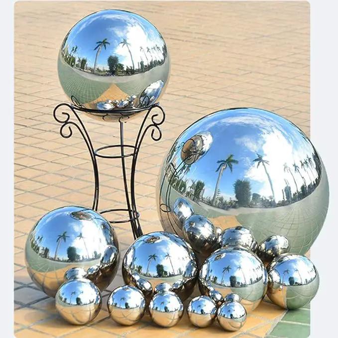 25 cm/10 inch Diameter Gazing Globe Mirror Ball,Silver Stainless Steel Polished Reflective Smooth Garden Sphere,Colorful and Shiny Addition to Any Garden or Home by GreenHaven Gardens