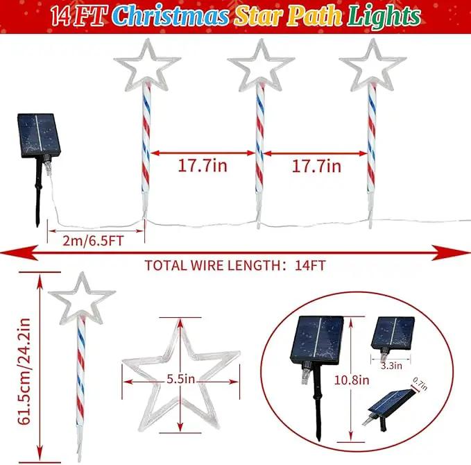 Solar Pathway Lights Outdoor 4th of July Decorations, 2 Sets of 6 Red White and Blue Star Walkway Lights With 180 LED, Waterproof Remote Control Timed Patio for Lawn Garden Decor by GreenHaven Gardens