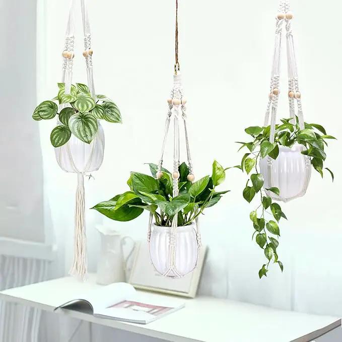 Small Hanging Planters Self Watering 5 Inch, 3 Set Hanging Plant Pot for Indoor Outdoor Plants, Hanging Flower Pots with Drainage Hole & 2 Kinds of Plant Hangers for Garden Home Decor by GreenHaven Gardens