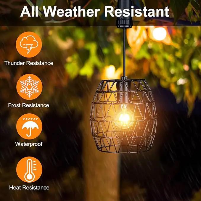 Larekook 6 Hours Timer Battery Operated Outdoor Hanging Light — Outdoor Indoor Pendant Chandelier Waterproof Porch Gazebo Patio Pendant Lantern Chandelier Lighting-Out Auto On/Off by GreenHaven Gardens