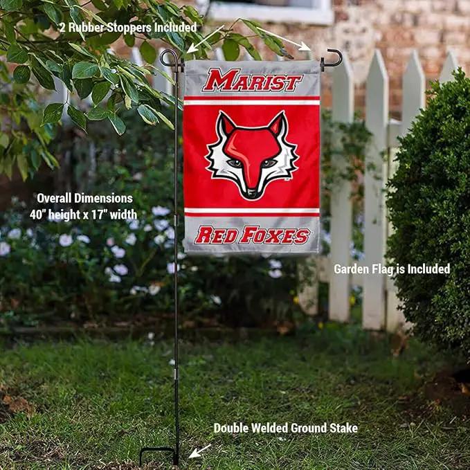 College Flags & Banners Co. Marist Red Foxes Garden Flag with Stand Holder by GreenHaven Gardens