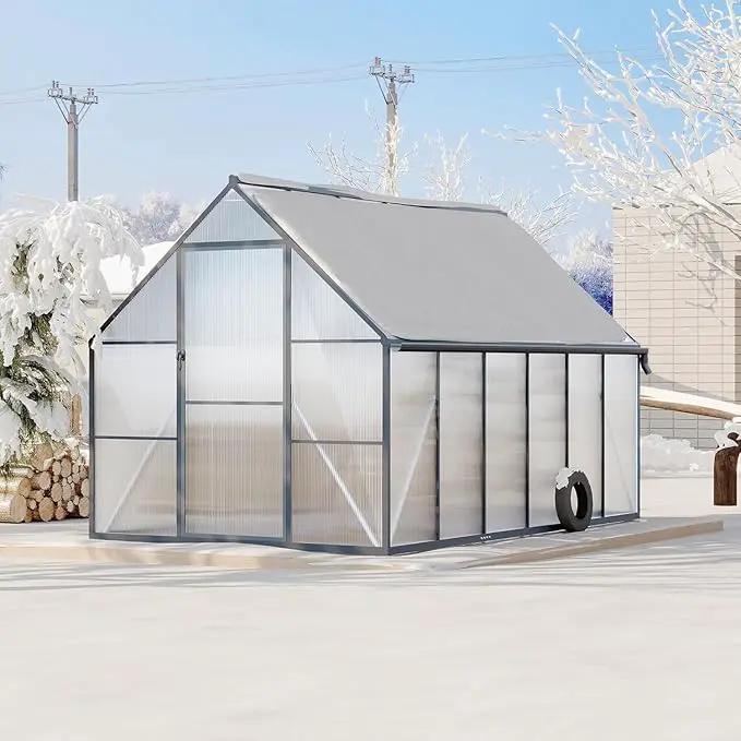 Greenhouse 6x11 FT Aluminum-Framed Heavy Duty Polycarbonate with Quick Setup Structure and Roof Vent Large Enhanced Outdoors Green House Kit by GreenHaven Gardens