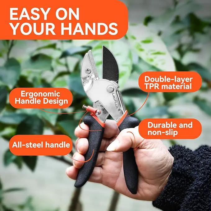 8" Professional Heavy Duty Anvil Pruning Shears with Anti-Rust SK-5 Blades, Garden Shears for Dry Stems and Small Branches, Gardening Scissors, Clippers for Wood, Non-Slip Handle. | LFXP1108S by GreenHaven Gardens