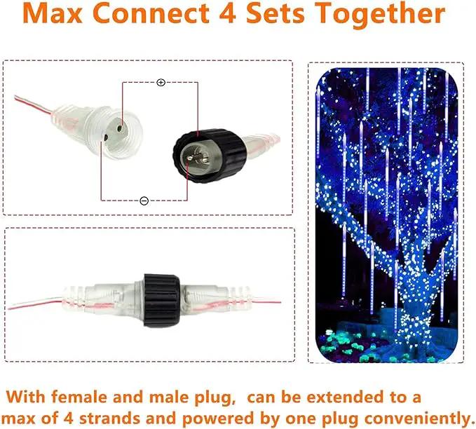 EXF 2-Pack Christmas Decorations Light Outdoor, Meteor Shower Lights 16 Tubes 384 LEDs Indoor Outdoor Rain Drop String Lights for Xmas Tree Roof (Blue) by GreenHaven Gardens