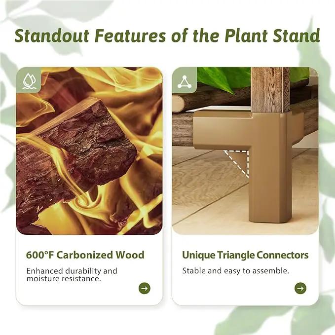 Large Plant Shelf 17 Pots Plant Stand Indoor Outdoor Tall Plant Rack Wood for Indoor Plants Multiple Plant Holder for Patio Balcony Garden Flower Stand Load-Bearing 600 LBS by GreenHaven Gardens