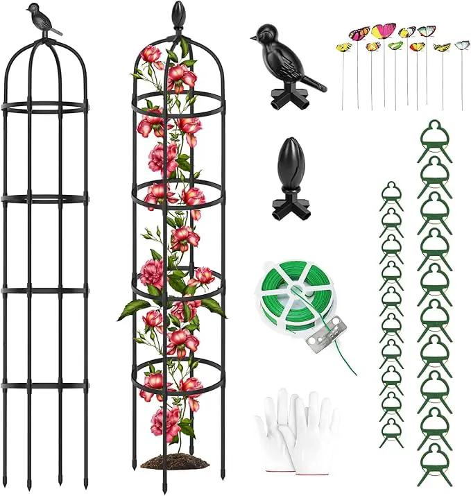 2 Pack Garden Obelisk Trellis for Climbing Plants Outdoor, 6.6FT Tall Rustproof Plant Trellis Climbing Plant Support, Garden Tower Trellis for Potted Plant Flowers Vegetable Vine Indoor by GreenHaven Gardens