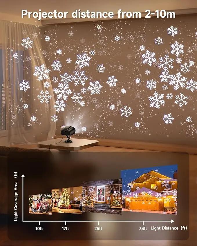 Double Head Christmas Snowflake Projector Light Outdoor, Outside Christmas Decorations Lights with Remote Control, Suitable for Indoor Garden Patio (L) by GreenHaven Gardens