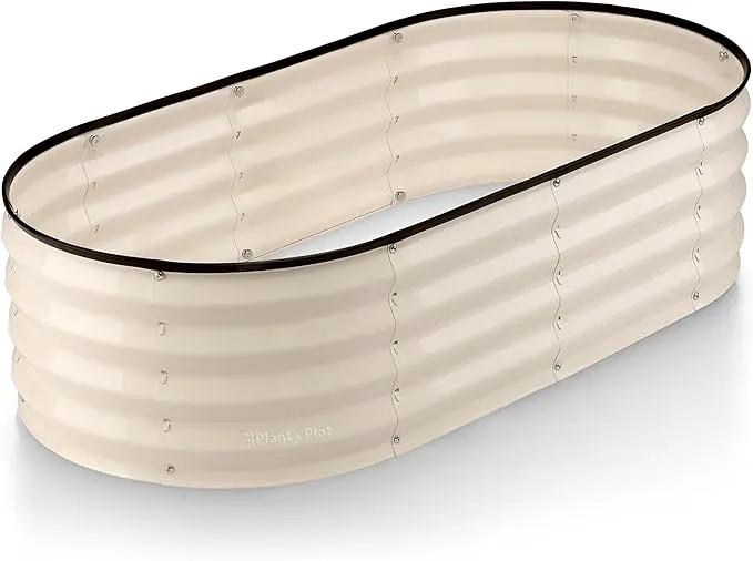 Galvanized Raised Garden Beds Outdoor // 4×2×1 ft Planter Raised Beds for Gardening, Vegetables, Flowers // Large Metal Garden Box (White) // Patented Tool-Free Design by GreenHaven Gardens