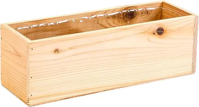Wooden Planter Box, Rose Wood, Plastic Liner l Garden Decor l Restaurant and Wedding Decorations l Wedding Bouquets, Table Centerpiece, 12 x 4 Inches, (Rectangular) (12x4 Set of 4, Rose Wood) by GreenHaven Gardens