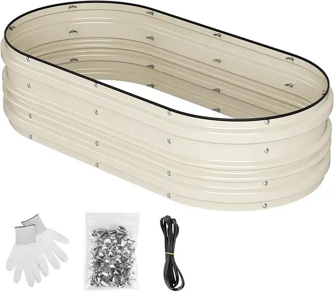 WORKPRO 4x2x1ft Galvanized Raised Garden Bed Set, Rust & Corrosion Protection, Easy Assembly, Safe Edge, Ideal for Vegetables & Flowers, White by GreenHaven Gardens