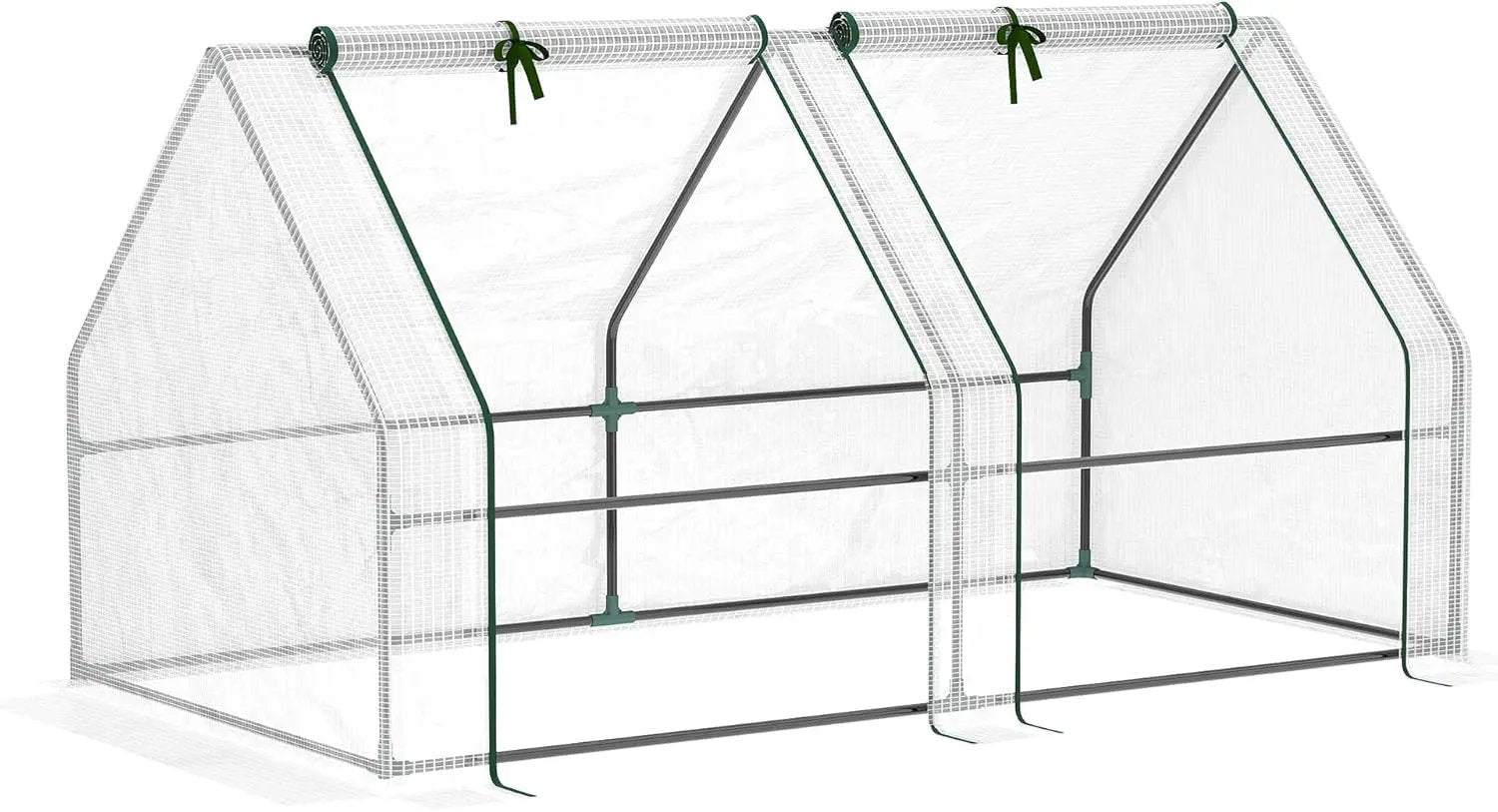 Outsunny 6' x 3' x 3' Mini Greenhouse with Zippered Doors & Roll-up Windows, Portable Plant Hot House with Durable PE Cover, Water Resistant, UV Protected for Outdoor Flowers, Vegetables, White by GreenHaven Gardens