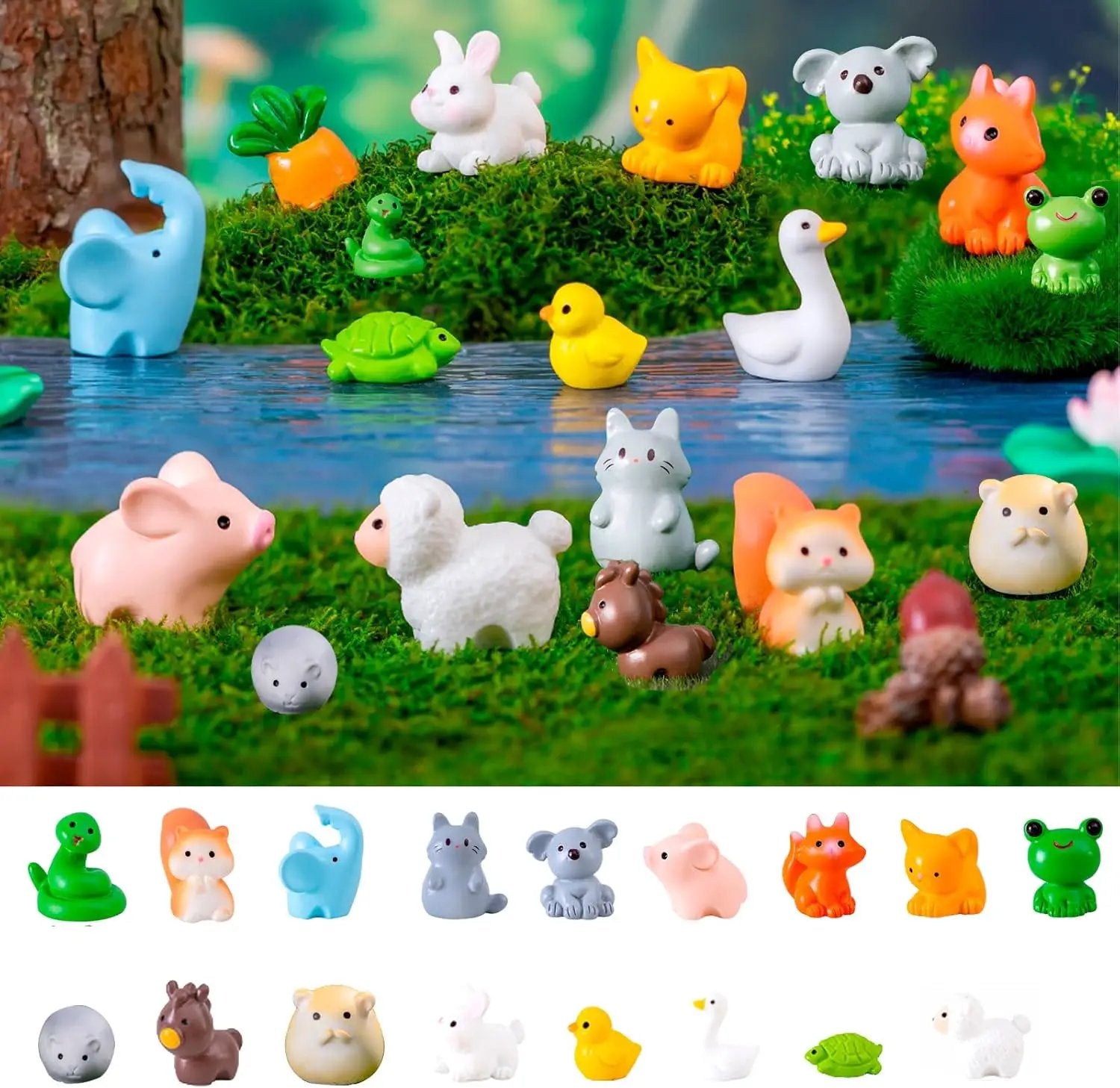 51pcs Fairy Garden Accessories, Mini Resin Animals to Hide, Miniature Figurines Bulk for Landscape Garden Aquarium Outdoor DIY Decor by GreenHaven Gardens