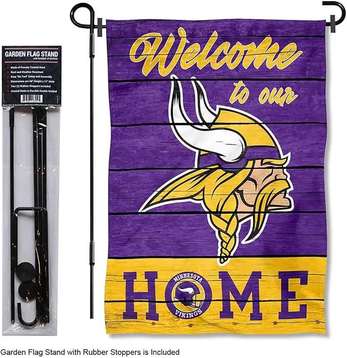 WinCraft Vikings Welcome to Our Home Garden Flag and Flagpole Mount by GreenHaven Gardens
