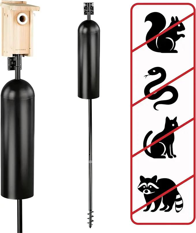 WHITEHORSE Bird House Pole with Baffle- A Professional Squirrel Proof Bird Feeder Pole - Very Sturdy Against Strong Winds - Bird House Poles for Outdoors - Pole for Bird Feeders - Bluebird House Pole by GreenHaven Gardens