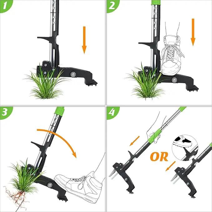 4-Claw Weed Puller Tool Stand Up Heavy Duty, 40'' Long Weeding Tool with Long Handle Stainless Steel Claws Gardening Weed Pulling Tool for Lawn and Garden by GreenHaven Gardens