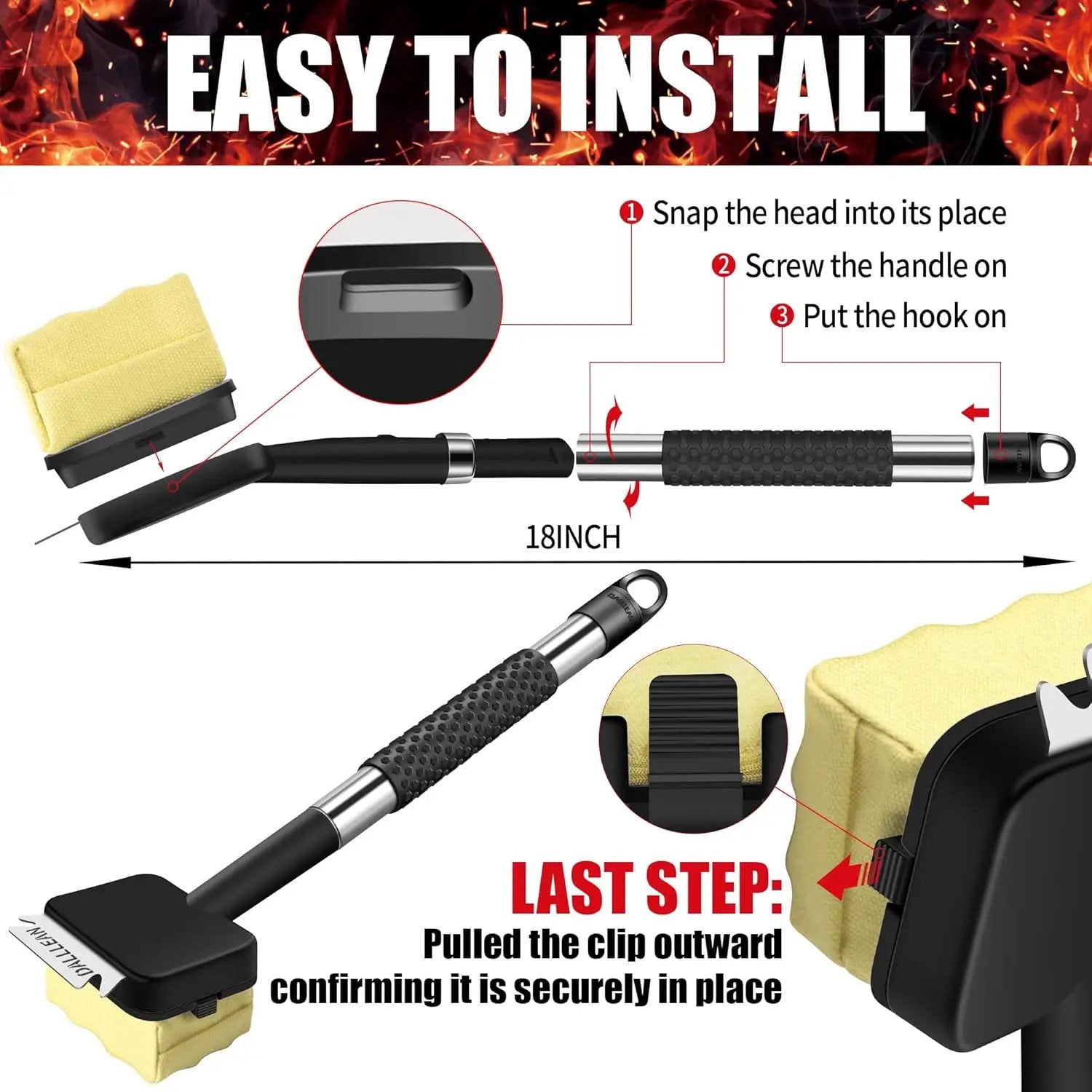 BBQ Grill Brush Bristle Free for Outdoor Grill, Replaceable Head Cleaning Brush, Steam Grate Cleaner, BBQ Cleaning Brush, Scraper for Grill Grates, Safe Barbecue Grill Brush by GreenHaven Gardens