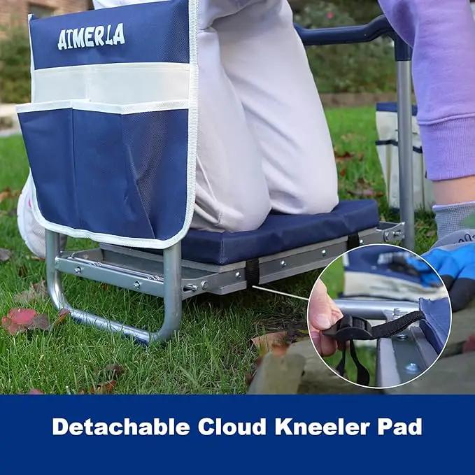 K5 Foldable Garden Kneeler Seat Heavy Duty (Detachable Cloud Kneeler Pad) Garden Stool - 2 Large Capacity Garden Tool Bags with Pockets - Portable Garden Bench for Indoor and Outdoor by GreenHaven Gardens