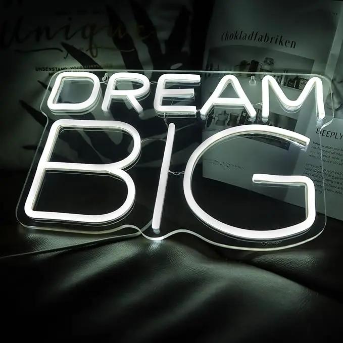 Dream-Big Neon Sign For Wall Decor In Bedroom or Bar,Dream Led Neon Sign For Birthday Gifts,Festivals Decoration,Party Sign Hang on Wall 15 * 9.8inches by GreenHaven Gardens