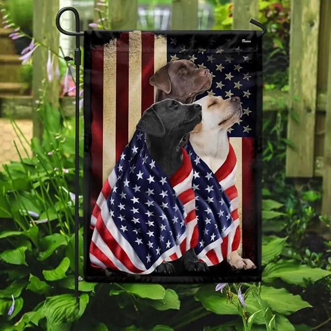 FLAGWIX Three Labrador Retriever Flag - Outdoor Labrador Decorations, Garden Flag (11.5" x 17.5"), Heavy-duty Canvas Labrador Flag Double Sided Garden Décor by GreenHaven Gardens