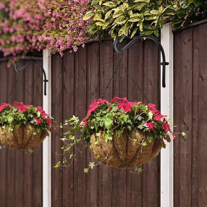 AJART Hanging Plant Hanger Outdoor: 12-Inch Metal Bird Feeder Wall Hooks - 4 Pieces Rust-Resistant Plant Bracket Hook for Hanging Flower Baskets by GreenHaven Gardens