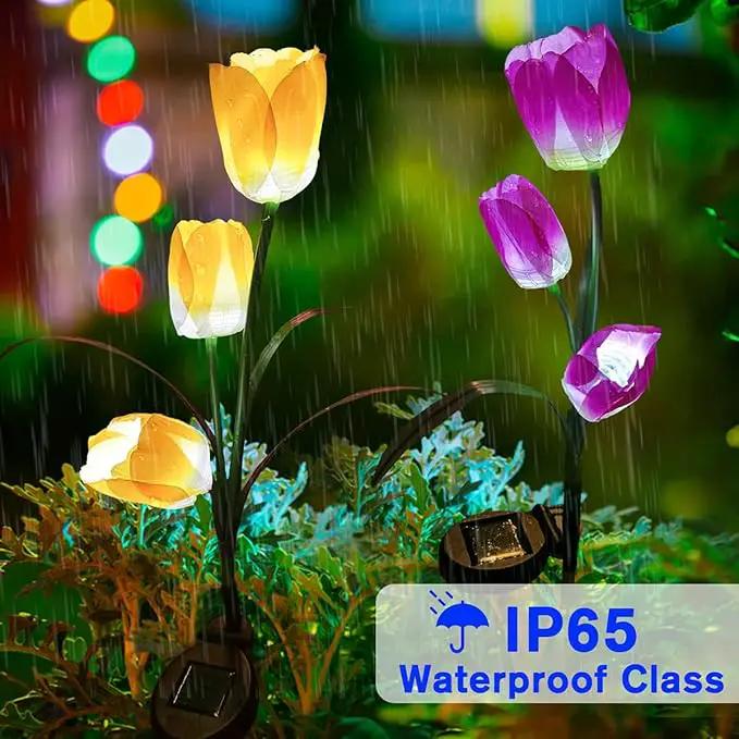 Veesee Solar Garden Outdoor Flower Light, Powered Stake for Decorative Landscape Lawn Yard Patio LED Lighting (Tulip-Purple, 2Pack) by GreenHaven Gardens