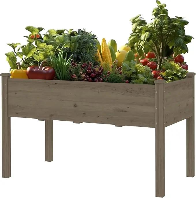 MUPATER 4'x2' Raised Garden Bed, Elevated Planter Box with Drainage Holes for Herbs and Vegetables, Raised Garden Bed with Four Legs for Garden, Patio and Greenhouse, Brown by GreenHaven Gardens
