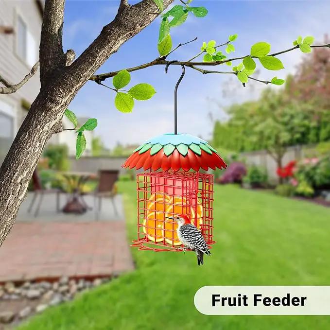 Suet Feeder Double with Weather Guard & Ant Moat, Skaithee Bird Feeders for Outdoors Hanging with 2 Holders Keep Cakes Clean & Fresh Attracts Wild Birds Great for Woodpecker & Clinging Birds, Red by GreenHaven Gardens