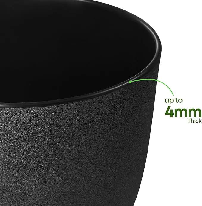 Plant Pots 8 Inch Set of 2, Flower Pots with Multi Mesh Drainage Holes, Planters for Indoor Outdoor Garden Plants and Flowers (Black) by GreenHaven Gardens