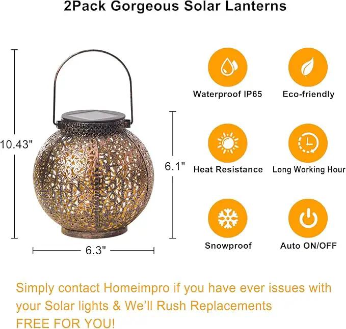 2Pack Outdoor Solar Lanterns Waterproof, Garden Gifts for Women, Rose Patio Garden Decor Lights , Warm White LED Table Lamp for Yard Art, Porch, Mothers Day Mom Grandma (Antique Bronze ) by GreenHaven Gardens
