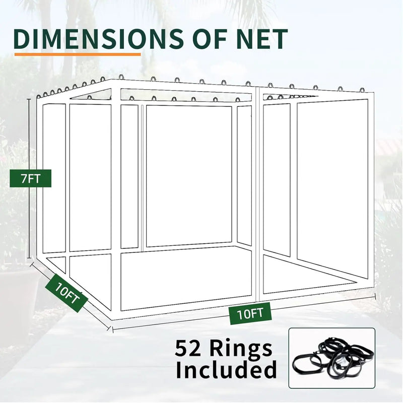 Replacement Gazebo Mosquito Netting 10' x 10',Universal Netting for Canopy Tent,4-Panel with Zipper for Outdoor Patio,Backyard (Mosquito Net Only,Brown) by GreenHaven Gardens