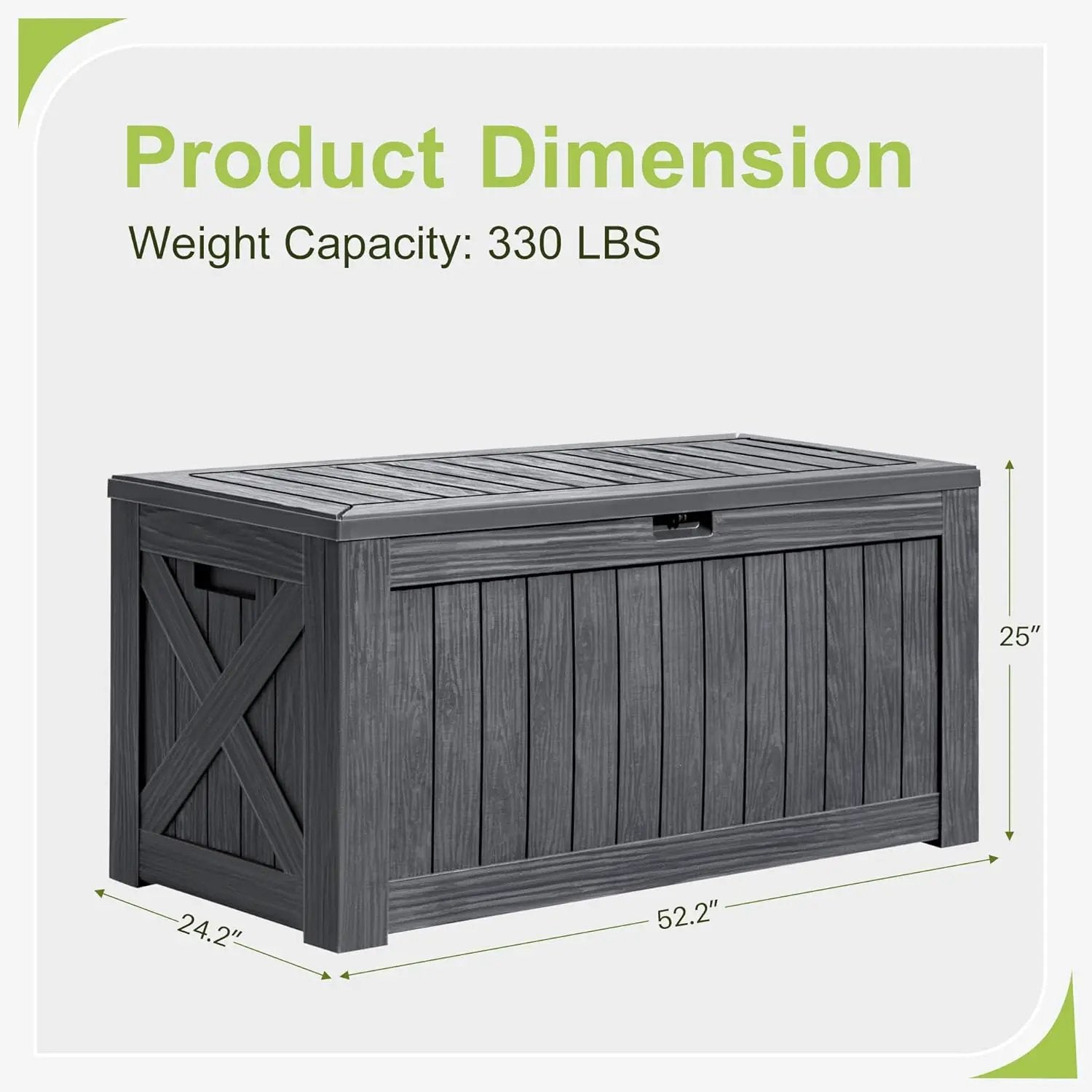 Greesum 120 Gallon Deck Box, Resin Outdoor Storage Container for Patio Furniture, Garden Tools, Pool Accessories, Weatherproof, Lockable, Gray by GreenHaven Gardens
